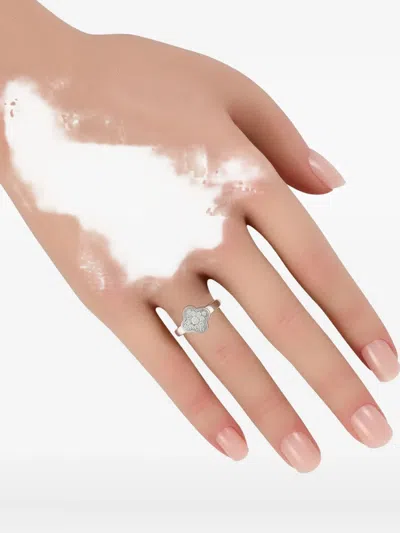 Pre-owned Van Cleef & Arpels 18k White Gold Pure Alhambra Diamond Ring In Silver