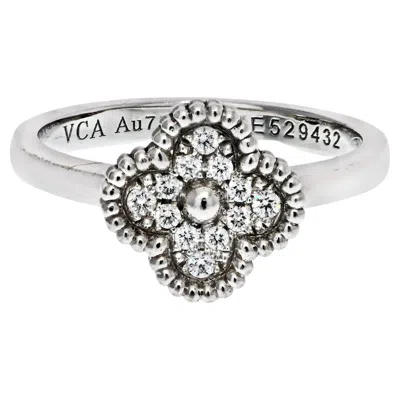 Pre-owned Van Cleef & Arpels 18k White Gold Sweet Alhambra Diamond Ring