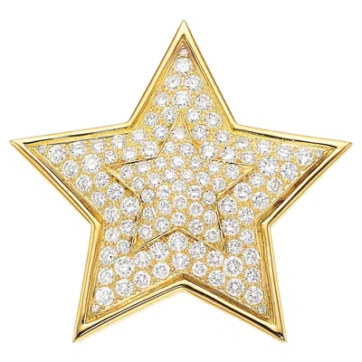 Pre-owned Van Cleef & Arpels 18k Yellow Gold 3.86 Ct Diamond Pendant-brooch Star-shape