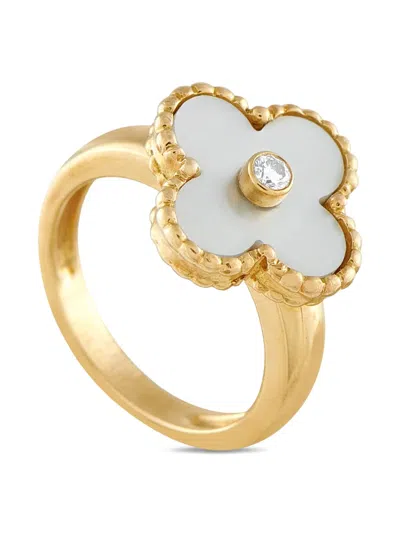 Pre-owned Van Cleef & Arpels 18k Yellow Gold Alhambra Diamond Ring