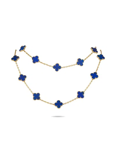 Pre-owned Van Cleef & Arpels 18k Yellow Gold Alhambra Lapis Lazuli Necklace