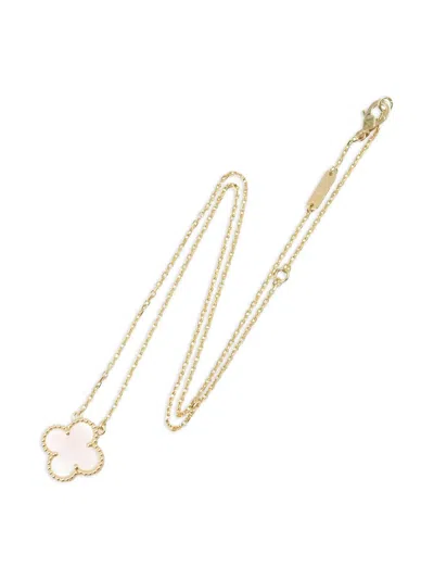 Pre-owned Van Cleef & Arpels 18k Yellow Gold Alhambra Mother Of Pearl Necklace