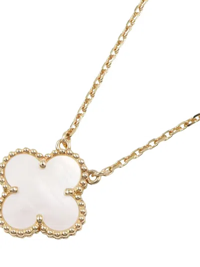 Pre-owned Van Cleef & Arpels 18k Yellow Gold Alhambra Mother Of Pearl Necklace