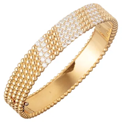 Pre-owned Van Cleef & Arpels 18k Yellow Gold Diamond 5-row Perl�e Bangle Bracelet
