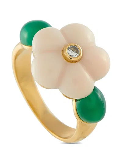 Pre-owned Van Cleef & Arpels 18k Yellow Gold Diamond Coral-flower Ring