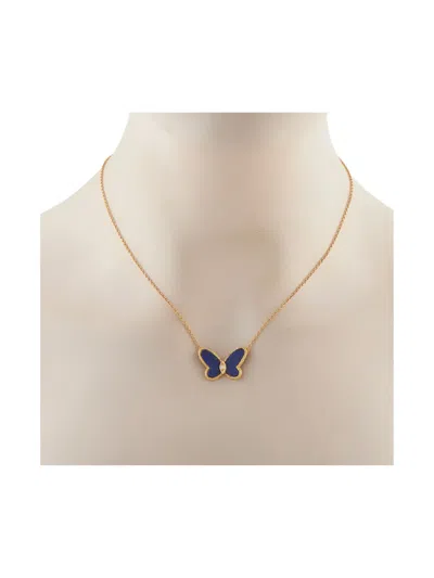 Pre-owned Van Cleef & Arpels 18k Yellow Gold Diamond And Lapis Necklace