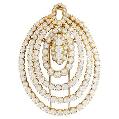 Pre-owned Van Cleef & Arpels Van Cleef And Arpels 18k Yellow Gold Diamond Concentric Oval Pin/pendant Brooch