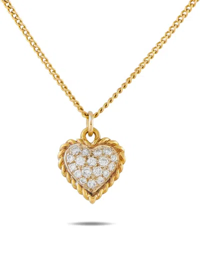 Pre-owned Van Cleef & Arpels 18k Yellow Gold Diamond Heart Pendant Necklace
