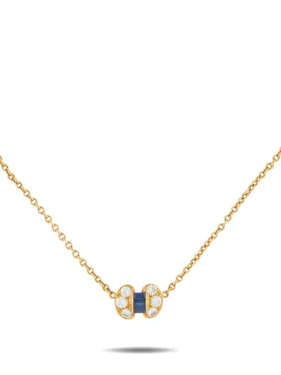 Pre-owned Van Cleef & Arpels 18k Yellow Gold Diamond Sapphire Necklace