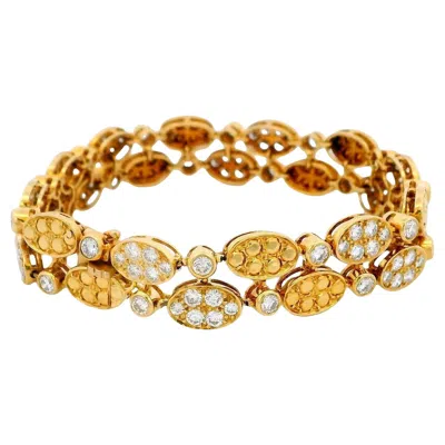Pre-owned Van Cleef & Arpels 18k Yellow Gold Double Oval Link Bracelet With Diamond