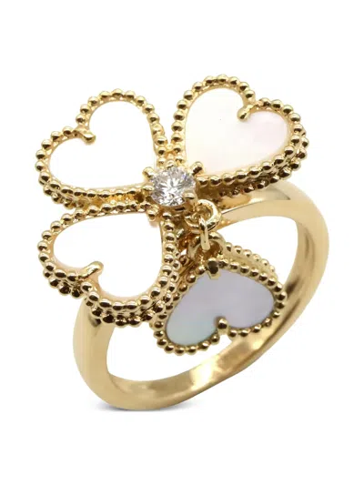 Pre-owned Van Cleef & Arpels 18k Yellow Gold Effyage Diamond And Mother Of Pearl Ring