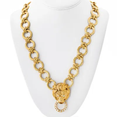 Pre-owned Van Cleef & Arpels Van Cleef And Arpels 18k Yellow Gold Lion Brooch Pendant Convertible Necklace