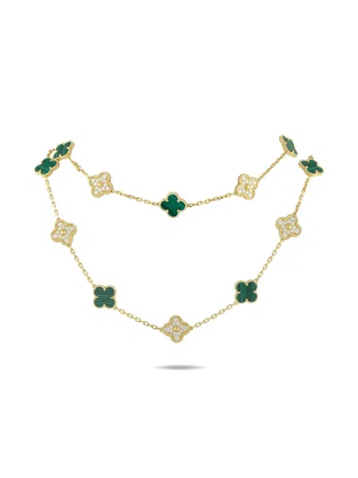 Pre-owned Van Cleef & Arpels 18k Yellow Gold Luck Diamond And Malachite Necklace