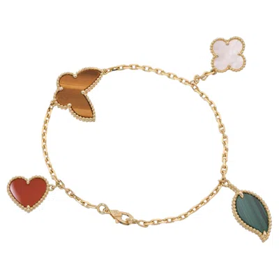 Pre-owned Van Cleef & Arpels Van Cleef And Arpels 18k Yellow Gold Lucky Alhambra Charm Bracelet