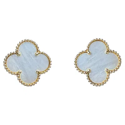 Pre-owned Van Cleef & Arpels 18k Yellow Gold/ Mop Mother Of Pearl Magic Alhambra Earrings