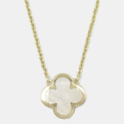Pre-owned Van Cleef & Arpels 18k Yellow Gold Mother Of Pearl Single Motif Pure Alhambra Necklace In White