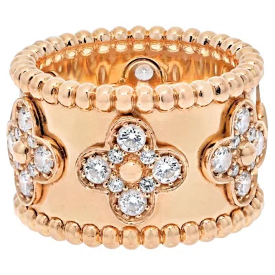 Pre-owned Van Cleef & Arpels 18k Yellow Gold Perlee Clover Diamond Ring