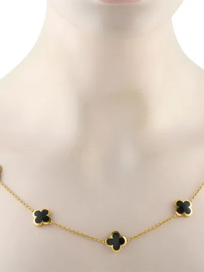 Pre-owned Van Cleef & Arpels 18k Yellow Gold Pure Alhambra Onyx Necklace