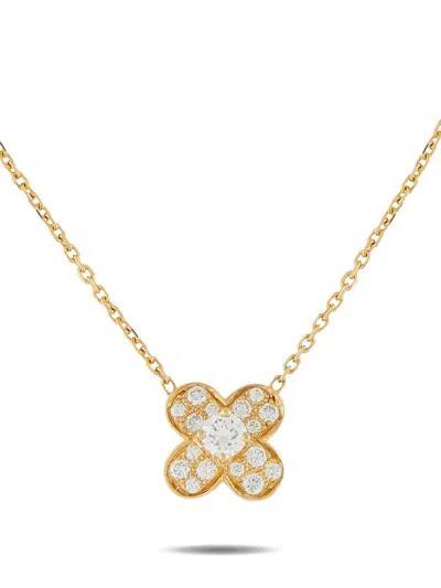 Pre-owned Van Cleef & Arpels 18k Yellow Gold Trefle Diamond Necklace