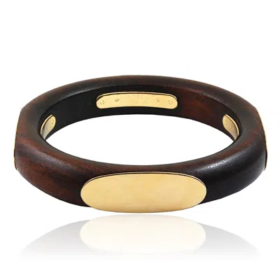 Pre-owned Van Cleef & Arpels 18k Yellow Gold Wood Bangle