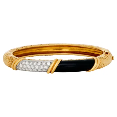 Pre-owned Van Cleef & Arpels Van Cleef And Arpels 18k/plat Black Onyx And Diamond Bangle Bracelet