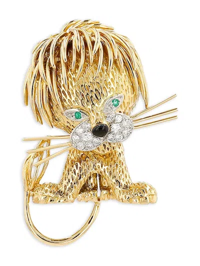 Pre-owned Van Cleef & Arpels 1960 18kt Yellow Gold Lion Ebouriffé Brooch