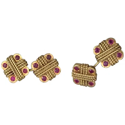Pre-owned Van Cleef & Arpels 1960's Gold And Ruby Cufflinks In Multi