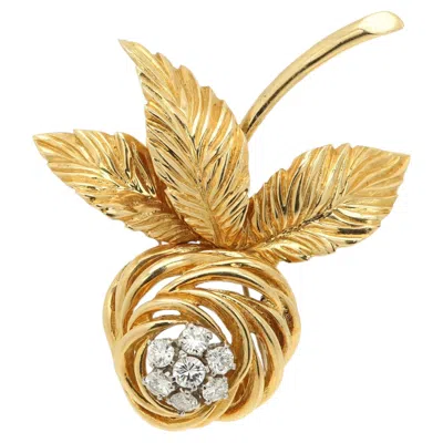 Pre-owned Van Cleef & Arpels 1960s Diamond Gold Flower Brooch Vintage In Multiple