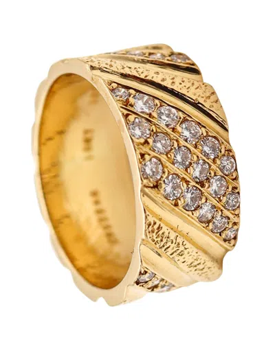 Pre-owned Van Cleef & Arpels 1970 Paris Band Ring In 18kt Yellow Gold With Vvs Diamonds