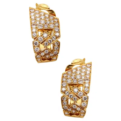 Pre-owned Van Cleef & Arpels 1970 Paris Hoop Clip Earrings In 18kt Gold 4.20cts Diamonds In Multi
