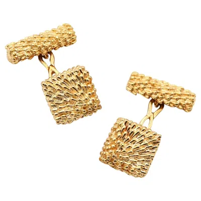 Pre-owned Van Cleef & Arpels 1970 Retro Modern Textured Cufflinks In 18kt Yellow Gold