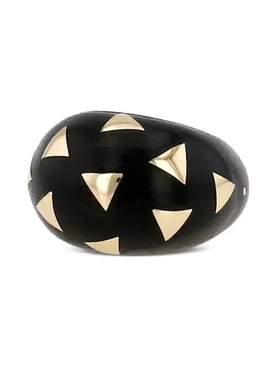 Pre-owned Van Cleef & Arpels 1970s Yellow Gold Wood Ring In Brown