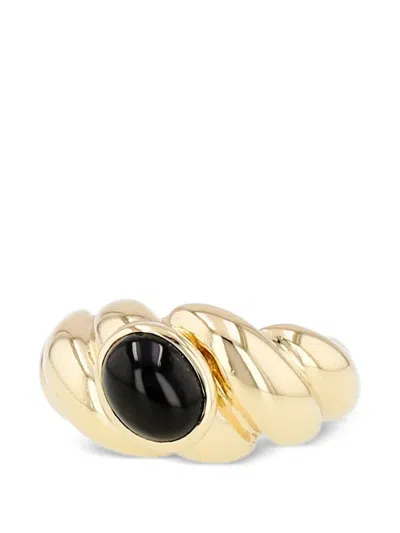 Pre-owned Van Cleef & Arpels 1980 Onyx Twisted Ring In Gold