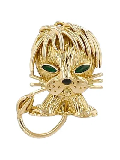 Pre-owned Van Cleef & Arpels 1980s Lion Ebouriffé Enamel Brooch In Gold