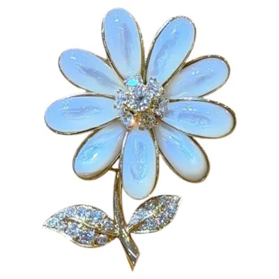 Pre-owned Van Cleef & Arpels 1990s Mother Of Pearl Diamond Floral Brooch In 18k Gold In Multi