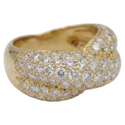 Pre-owned Van Cleef & Arpels 2 Carat Diamond Pave Crossover Dome Ring In 18k Yellow Gold