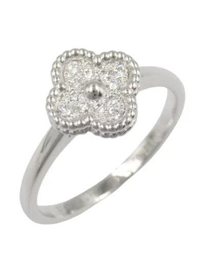 Pre-owned Van Cleef & Arpels 2010 18kt White Gold Suite Alhambra Ring In Silver