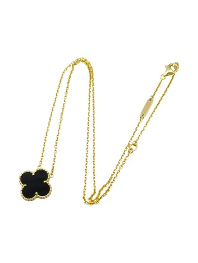 Pre-owned Van Cleef & Arpels 2010 18kt Yellow Gold Alhambra Onyx Necklace