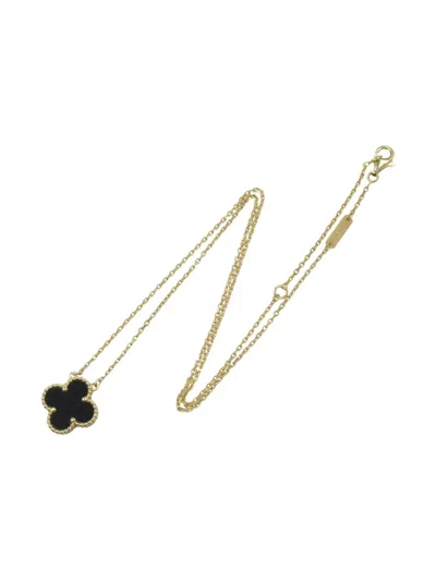 Pre-owned Van Cleef & Arpels 2010 18kt Yellow Gold Alhambra Onyx Necklace