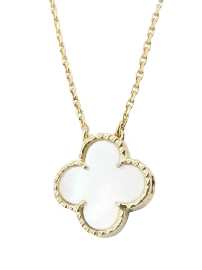 Pre-owned Van Cleef & Arpels 2010-2025 18k Yellow Gold And Mother Of Pearl Vintage Alhambra Necklace In White