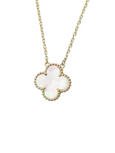 Pre-owned Van Cleef & Arpels 2010-2025 18k Yellow Gold And Mother Of Pearl Vintage Alhambra Necklace In White