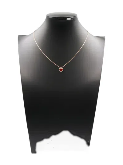 Pre-owned Van Cleef & Arpels 2010s 18k Rose Gold Sweet Heart Carnelian Necklace In Pink