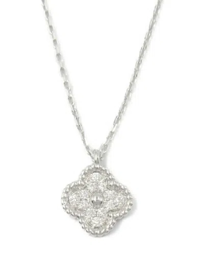 Pre-owned Van Cleef & Arpels 2010s 18k White Gold Sweet Alhambra Diamond Necklace
