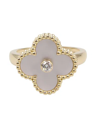 Pre-owned Van Cleef & Arpels 2010s 18k Yellow Gold Alhambra Diamond Ring