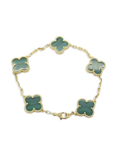 Pre-owned Van Cleef & Arpels 2010s 18k Yellow Gold Alhambra Malachite Bracelet
