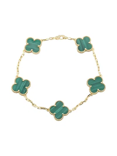 Pre-owned Van Cleef & Arpels 2010s 18k Yellow Gold Alhambra Malachite Bracelet