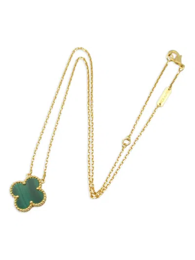 Pre-owned Van Cleef & Arpels 2010s 18k Yellow Gold Alhambra Malachite Necklace