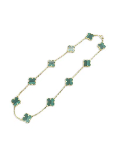 Pre-owned Van Cleef & Arpels 2010s 18k Yellow Gold Alhambra Malachite Necklace