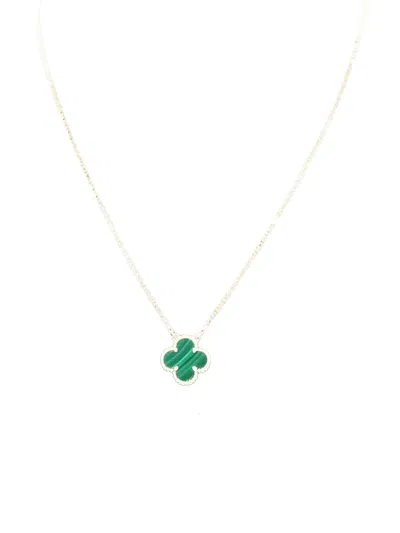 Pre-owned Van Cleef & Arpels 2010s 18k Yellow Gold Alhambra Malachite Pendant Necklace