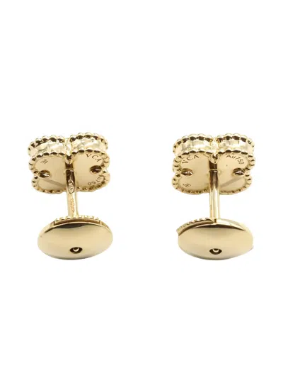 Pre-owned Van Cleef & Arpels 2010s 18k Yellow Gold Alhambra Onyx Earrings